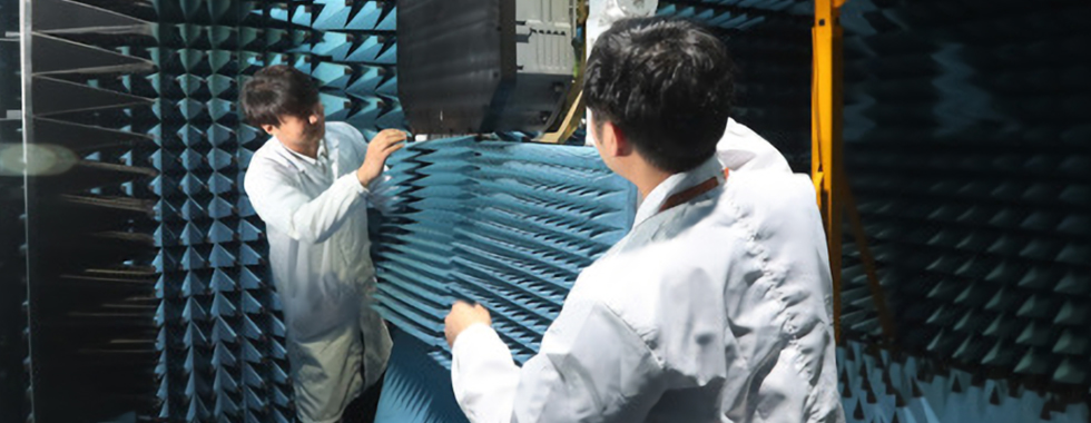 Hanwha Systems researchers prepare an AESA radar for testing