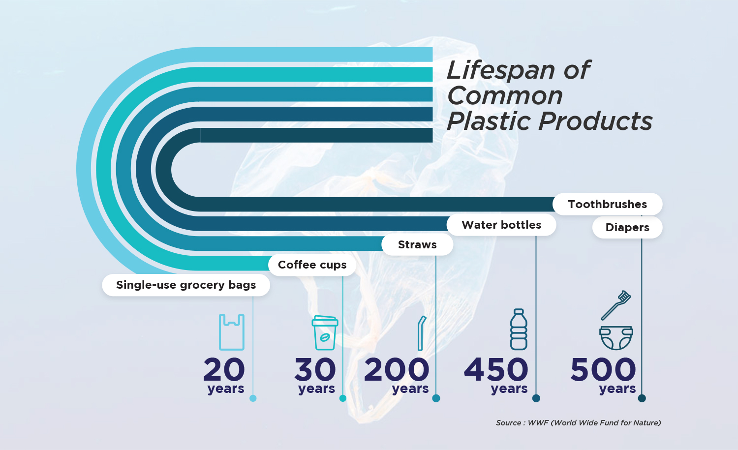 Lifespan of Common Plastic Products - Finding the plastic pollution solution
