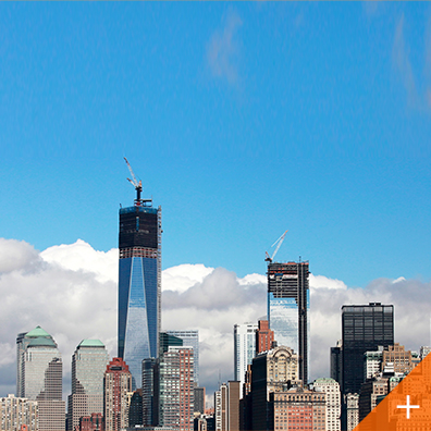 Thanks to reduced CO2 emissions, the Manhattan city sky above the Battery is clear and blue.