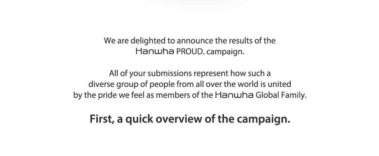 We are delighted to announce the results of the Hanwha PROUD. campaign.