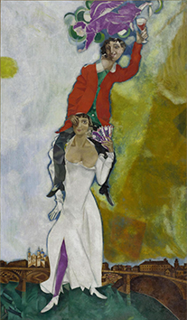 “Double portrait au verre de vin” by Marc Chagall is on display at the Centre Pompidou.