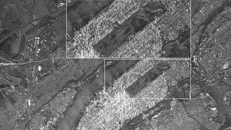 Central Park, large urban park located at the heart of Manhattan, imaged by Hanwha Systems' small SAR satellite.