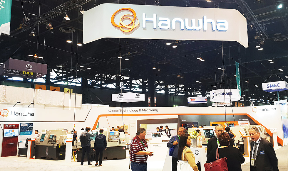 Hanwha Corporation/Machinery exhibited several different CNC automatic lathe models at its booth at IMTS 2018