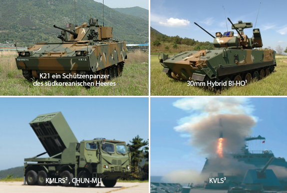K21 ein Schützenpanzer des südkoreanischen Heeres, 30mm Hybrid BI-HO, KMLRS , CHUN-MU, KVLS