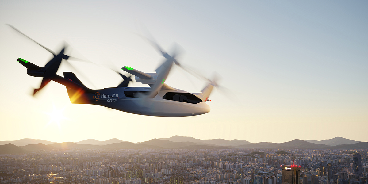 The Butterfly is equipped with Hanwha's radar, sensors and aviation electronics technology and four electric Overair tilt-rotors capable of vertical take-off and landing.