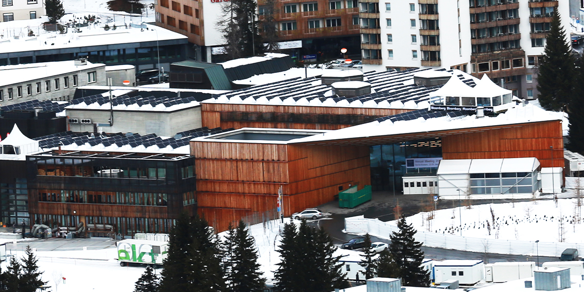 The facility in snowy Davos seen from above.