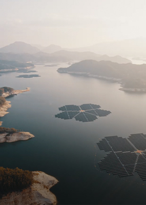 Floating solar panel arrays are one way to install solar energy where land is scarce or difficult to build on.