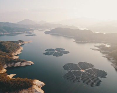 Floating solar panel arrays are one way to install solar energy where land is scarce or difficult to build on.