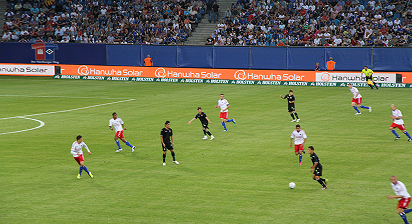 Advertisement on stadium LED board