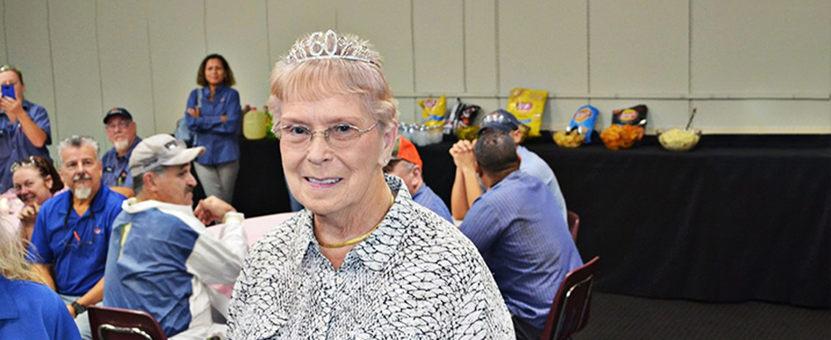 Smith’s colleagues presented her with a tiara in c