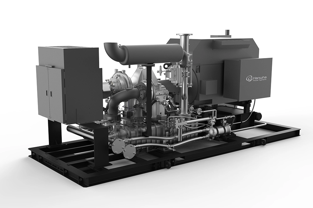 Industrial gas compressor package developed by Hanwha Power Systems for power generation and energy applications