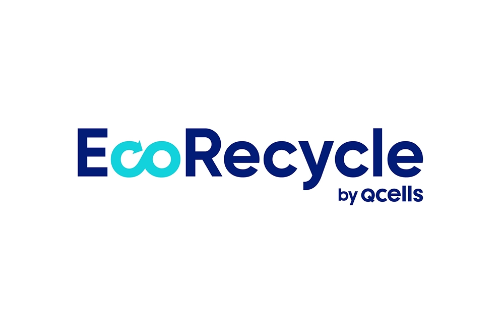 EcoRecycle logo with infinity loop design representing sustainable solar recycling by Hanwha Qcells.