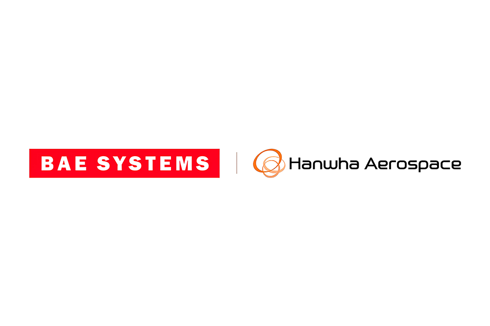 The logos for BAE Systems and Hanwha Aerospace