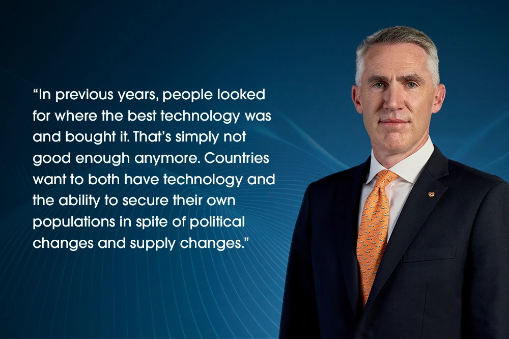 Hanwha Global Defense CEO Michael Coulter beside his quote explaining the trends reshaping the defense sector