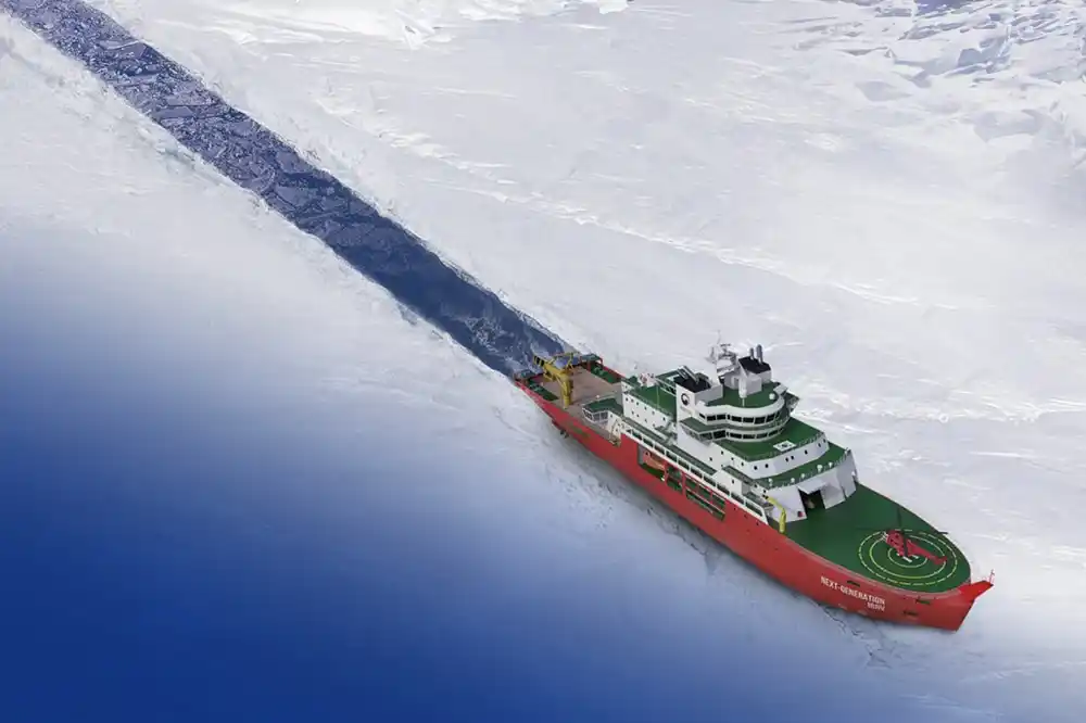 Concept image of Hanwha&rsquo;s next-generation icebreaking research vessel.