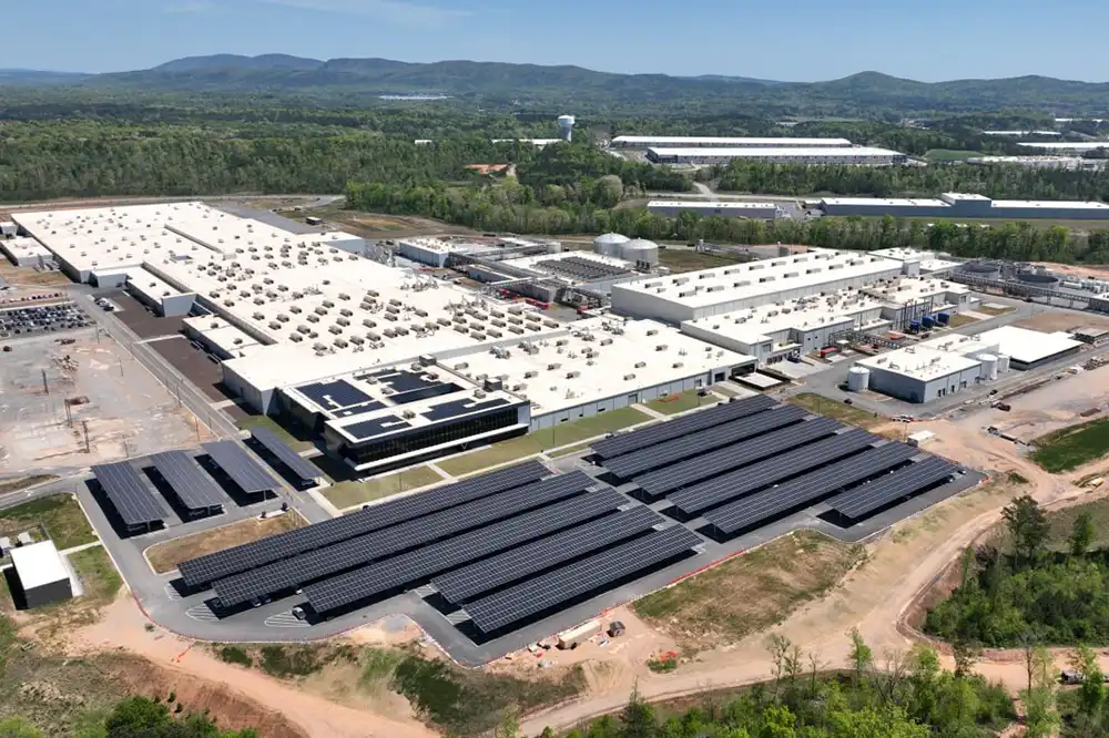 Qcells vertically integrated solar manufacturing facility in Cartersville, Georgia
