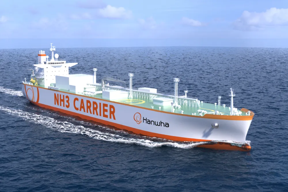 &nbsp;Render of ammonia carrier developed by Hanwha Ocean