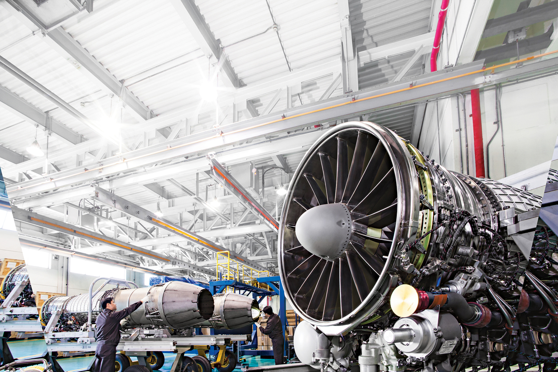 A Hanwha Aerospace aircraft engine