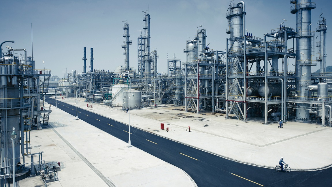 Hanwha Solutions’ chemical plant in Ningbo, China, on a cloudy day