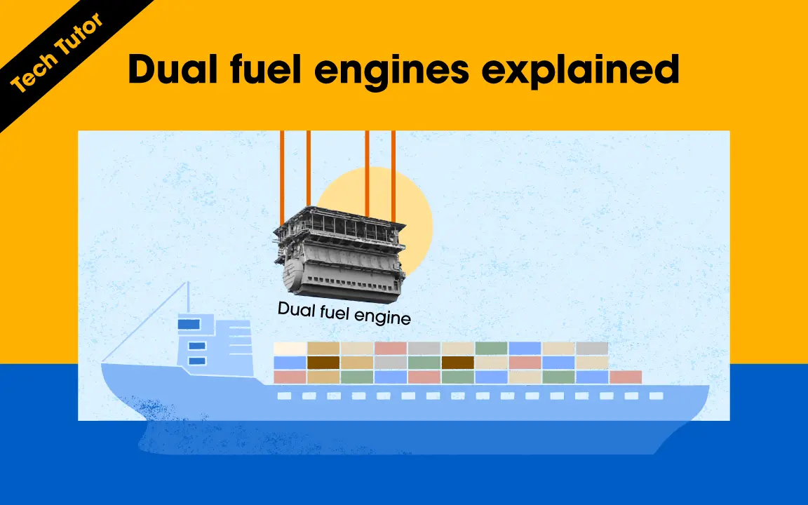 Visual guide to how dual fuel engines work and how they help reduce costs and emissions in maritime applications