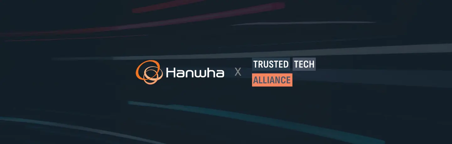 Logos for Hanwha and the Trusted Tech Alliance.