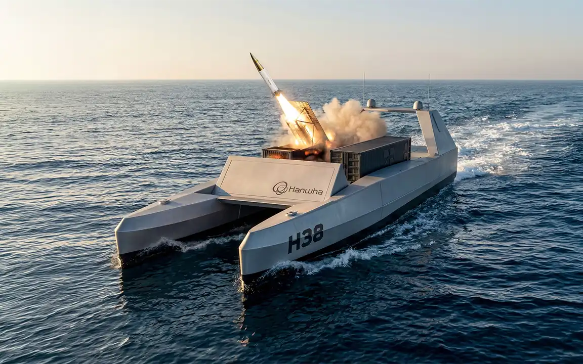 Hanwha Defense USA ship at sea demonstrating advanced naval capability 