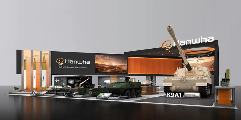 Hanwha official image from its BSDA 2026 release on expanding European defense partnerships and showcasing unmanned and artillery-related systems.